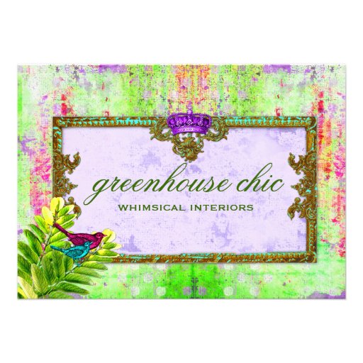 GC Greenhouse Chic Lime Purple Gift Certificate Personalized Invite