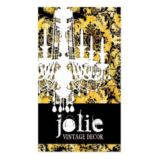 GC | Jolie Chandelier Bee Damask Business Card Templates (front side)