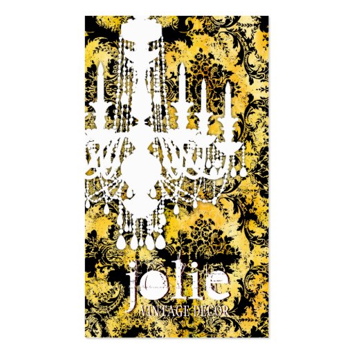 GC | Jolie Chandelier Bee Damask Business Card Template (front side)