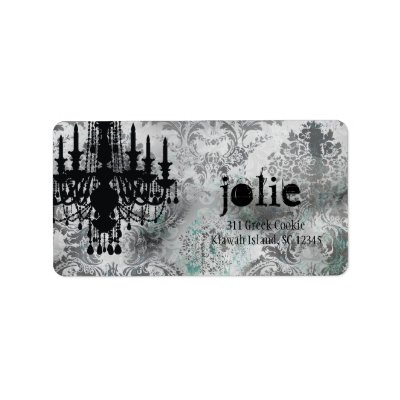 GC | Jolie Chandelier Gray Damask Custom Address Label