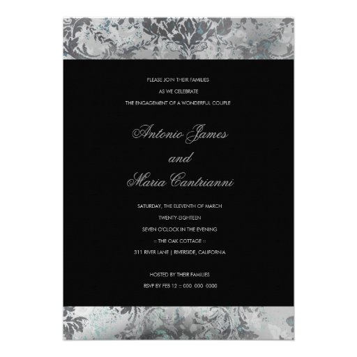 GC | Jolie Chandelier Grey Damask Invitations