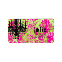 GC | Jolie Chandelier Hot Lime Damask Custom Address Label