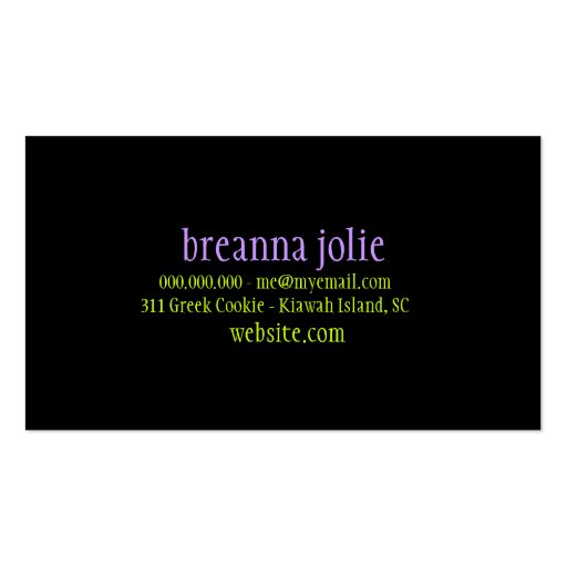 GC | Jolie Chandelier Hot Violet Damask Business Card (back side)
