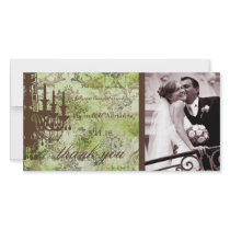 GC | Jolie Chandelier Lime Brown Damask Thank You Picture Card