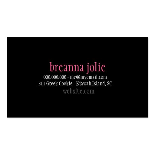 GC | Jolie Chandelier Pink Gray Damask Business Cards (back side)