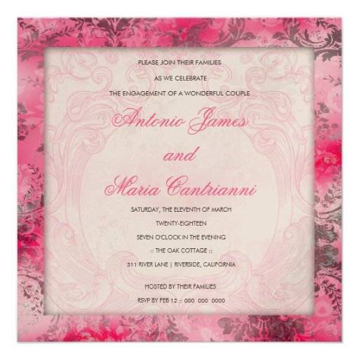 GC | Jolie Chandelier Pink Gray Damask Champagne M Announcements