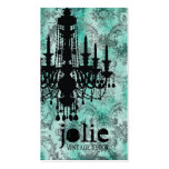 GC | Jolie Chandelier Turquoise  Grey Damask Business Card