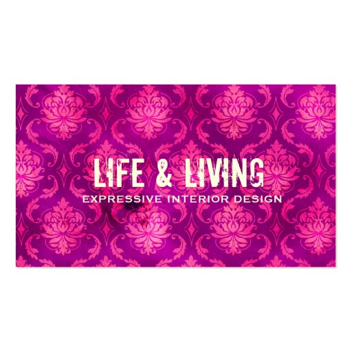GC | Life & Living Damask Pink N Purple Business Card (front side)