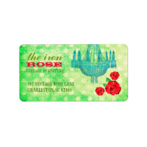 GC Lime Vintage Rose Dots Address Label labels