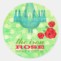 GC Lime Vintage Rose Dots Business Card stickers