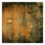 GC | Lusciously Rustic w/flower | Golden Metallic Custom Invitation