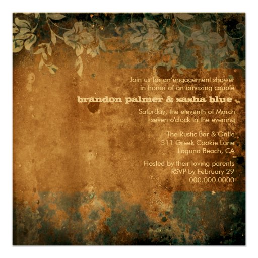 GC | Lusciously Rustic w/flower | Golden Metallic Custom Invitation