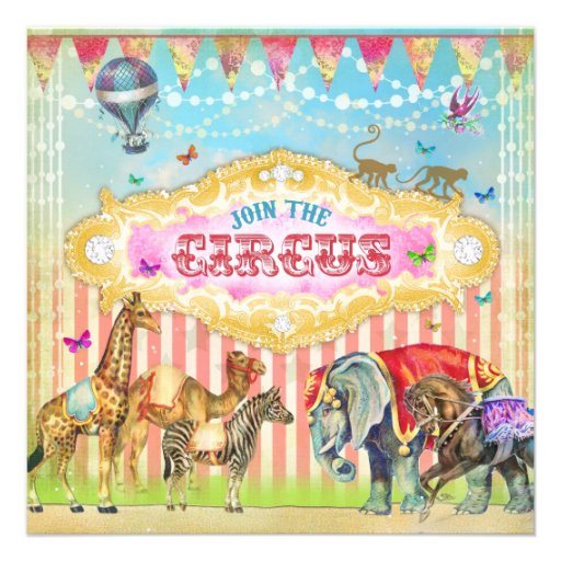 GC Magical Join the Circus Vintage Stripes Invite
