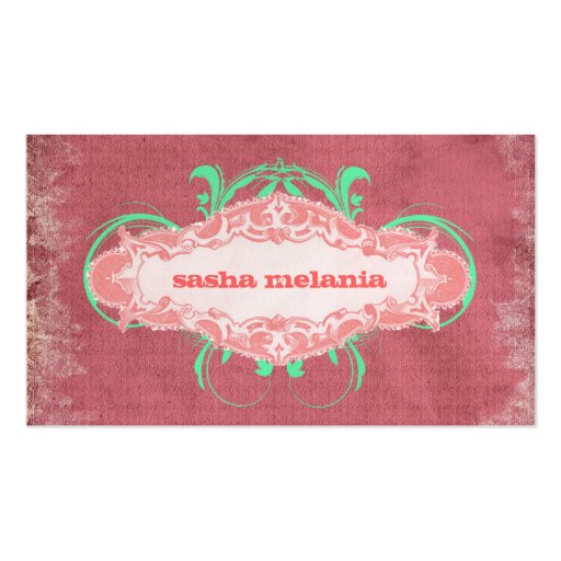 GC | Modishly Melon  "Aged" | Pearl Paper Business Card Template (front side)