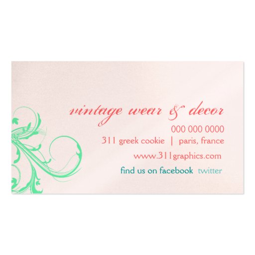 GC | Modishly Melon  "Aged" | Pearl Paper Business Card Template (back side)
