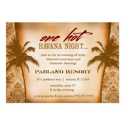 GC One Hot Havana Night Personalized Invitations