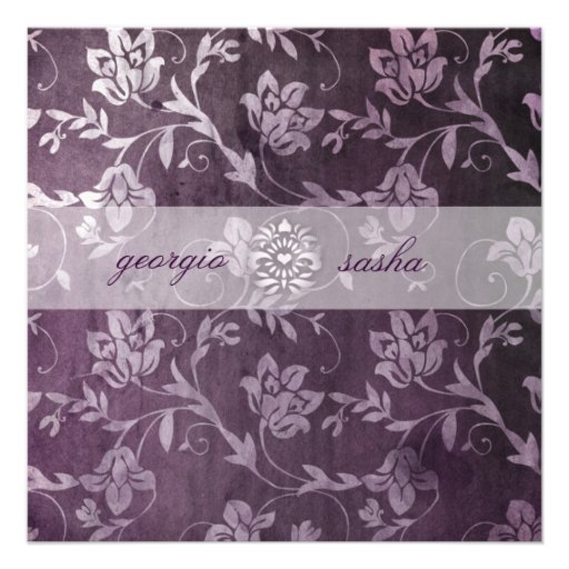 GC Passionately Purple Floral Vintage Custom Announcements
