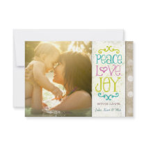GC | Peace Love and Joy Grungy Linen Tan Personalized Invite