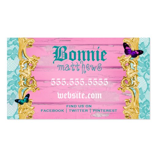 GC Pink Funky Junker Consignment Decor Business Card (back side)