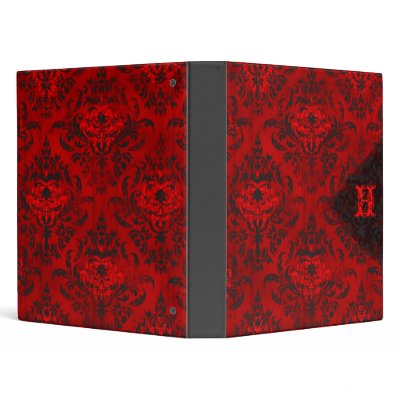 GC | Red Hott Damask Monogram 3 Ring Binder