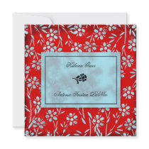 GC | Ruby Red & Turquoise Garden Square Inivtation Custom Announcements
