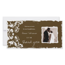 GC | Sepia Vintage Damask Thank You photo cards