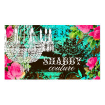 GC Shabby Aqua Garden Chandelier Business Cards