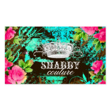 GC Shabby Aqua Garden Tiara Business Card Templates