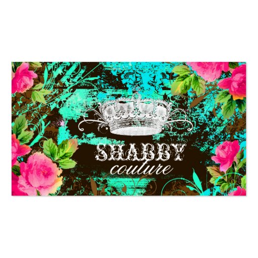 GC Shabby Aqua Garden Tiara Business Card Templates