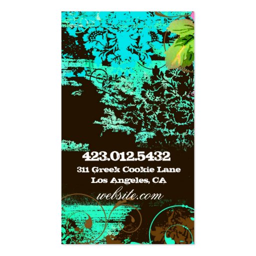 GC Shabby Aqua Garden Tiara Business Card Templates (back side)
