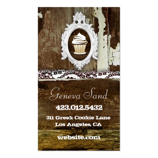 GC Shabby Cake Stand Baroque Frame Business Cards (back side)