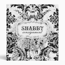 GC Shabby Vintage Black & White Damask Binder binders