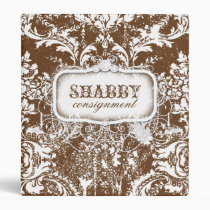 GC Shabby Vintage Brown & White Damask Binder binders