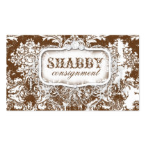 GC Shabby Vintage Brown & White Damask business cards