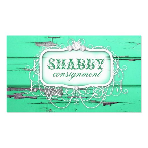 GC Shabby Vintage Green Wood Business Card Template
