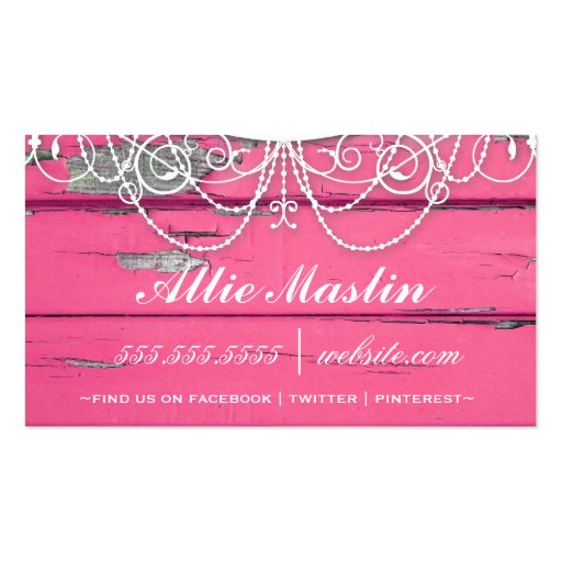 GC Shabby Vintage Pink Wood Business Card Templates (back side)