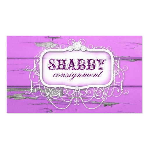 GC Shabby Vintage Purple Wood Business Card (front side)