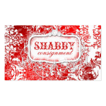 GC Shabby Vintage Red & White Damask Business Card business cards
