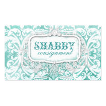 GC Shabby Vintage Turquoise Wood business cards