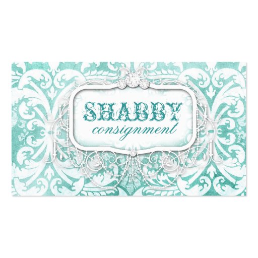 GC Shabby Vintage Turquoise Wood Business Card Template (front side)