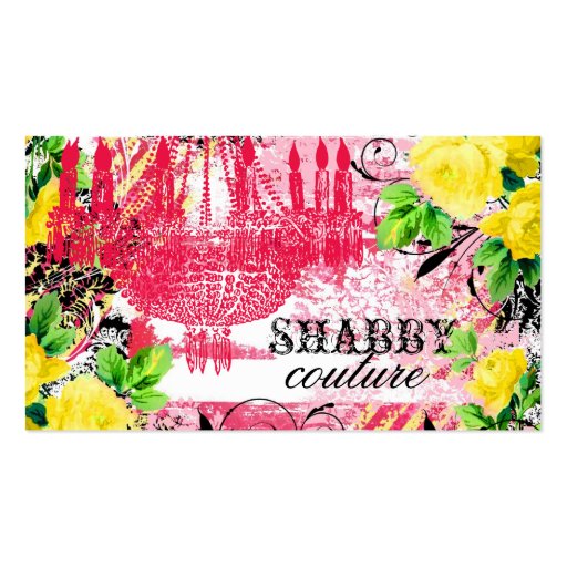 GC Shabby Yellow Rose Garden Chandelier Business Card