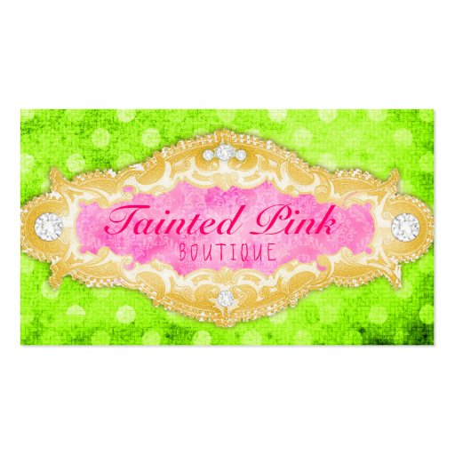 GC Tainted Lime Pink & Gold Polka Dots Business Card Template