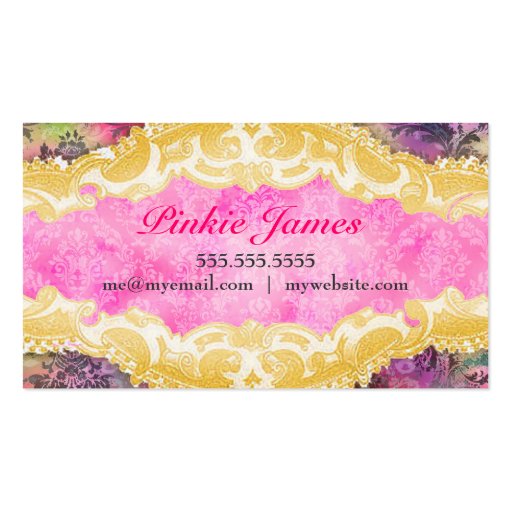 GC Tainted Lime Vibrant Damask Business Cards (back side)
