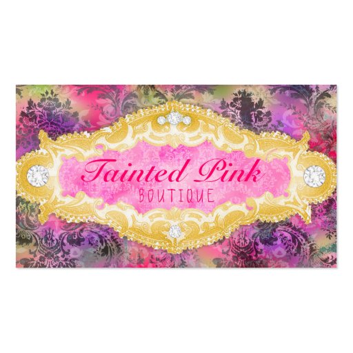 GC Tainted Lime Vibrant Damask Business Cards (front side)