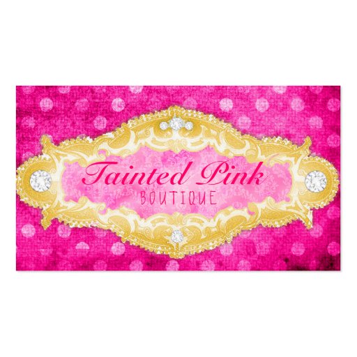GC Tainted Pink & Gold Polka Dots Business Cards (front side)