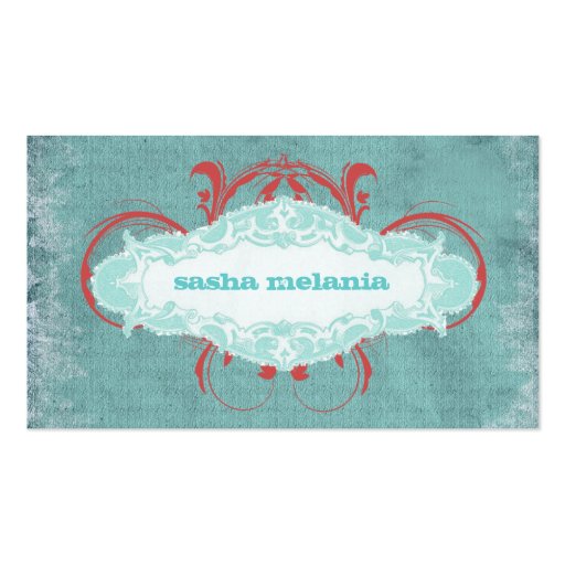 GC | Tantalizing Turquoise Red "Aged" Business Card Templates
