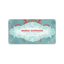 GC | Tantalizing Turquoise Red Personalized Address Label