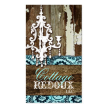 GC Trash to Treasure Chandelier Aqua Blue Business Card Template