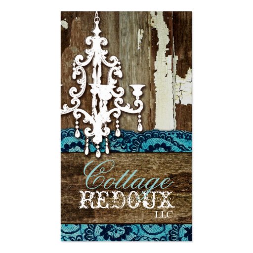GC Trash to Treasure Chandelier Teal Business Card (front side)