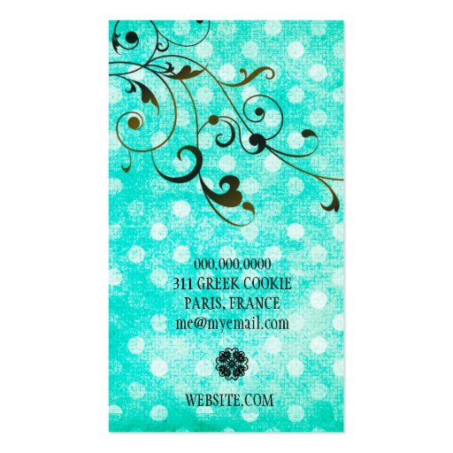 GC Turquoise Dots Spray Tan Vintage Business Card (back side)